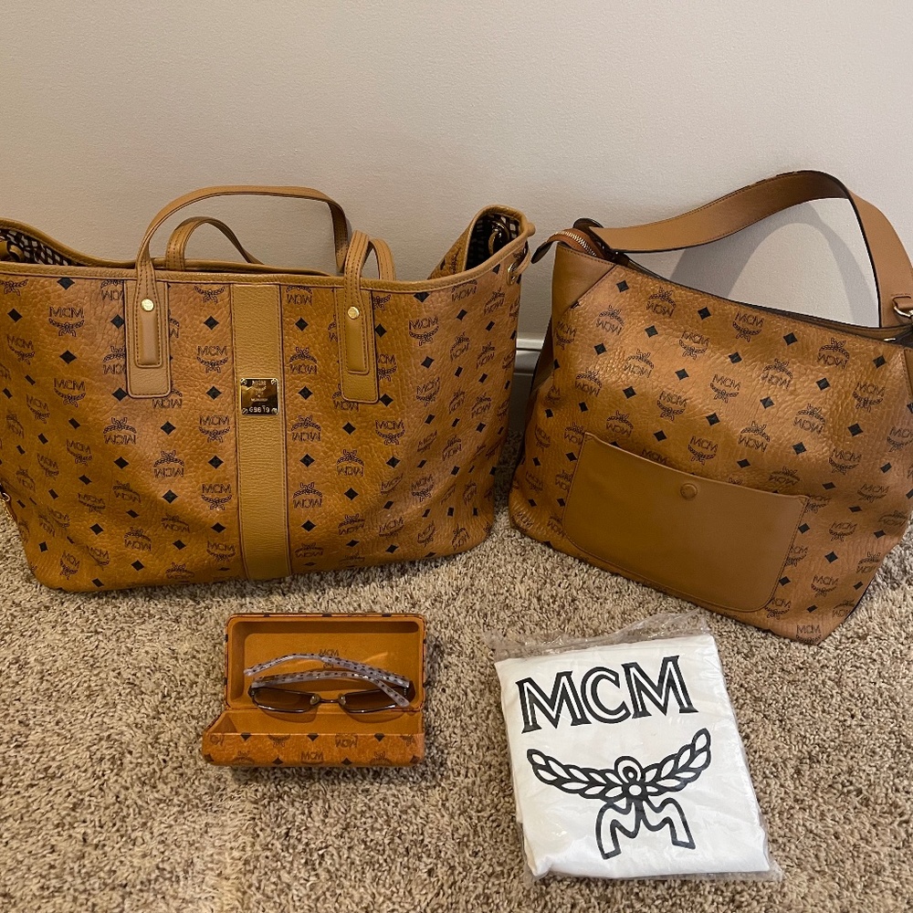 MCM tote, Hobo purse, sunglasses and dust bag.